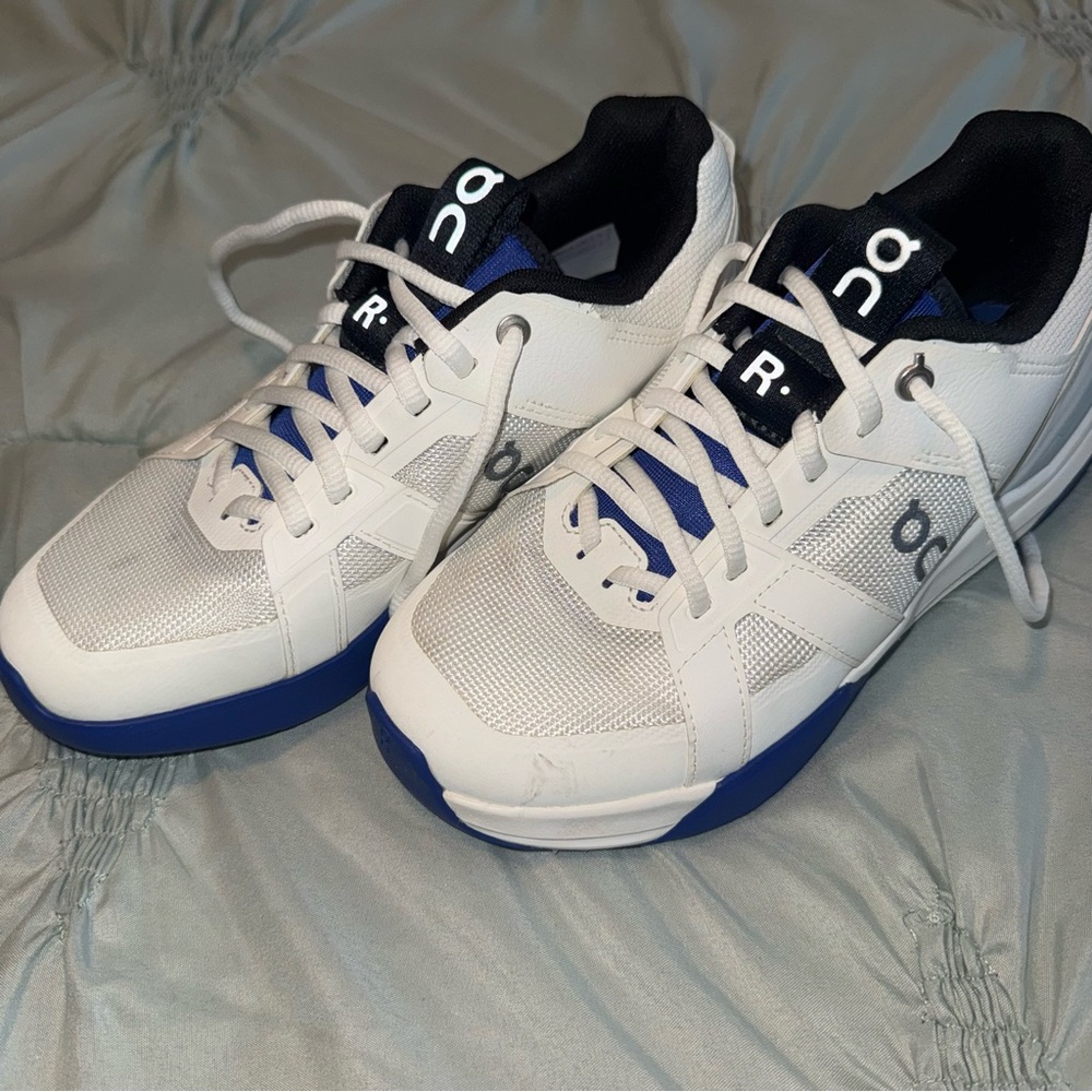 On Running White Blue Athletic Shoes